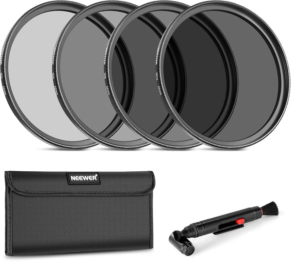 Neewer 82mm ND Lens Filter Kit: ND2 ND4 ND8 ND16, Lens Cleaning Pen, Filter Pouch, Neutral Density Filter and Accessory