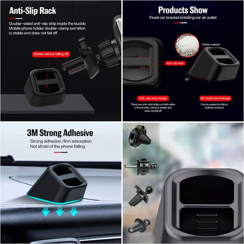 2 Pack Car Dashboard Stand, Stick-on Base Mount for Table Phone Holder Bracket, Desktop Wireless Charger Magnetic Clip
