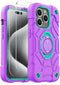 KCJ Tough Rugged Heavy Duty Case for iPhone 15 Pro (6.1") - Purple+Mint with 2× Screen Protectors & Ring Stand.