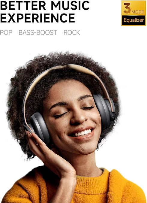 Picun B8 Bluetooth Headphones, 120H Playtime, Wireless with 3 EQ Modes, Over Ear for Travel, Home, Office, Ashen Golden