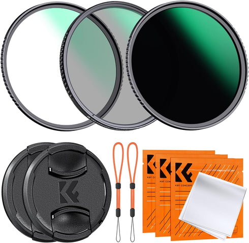 K&F Concept 58mm CPL MCUV ND1000 Lens Filter with 2 Lens Caps Kits, Waterproof Polarizing + UV Protection + Fixed