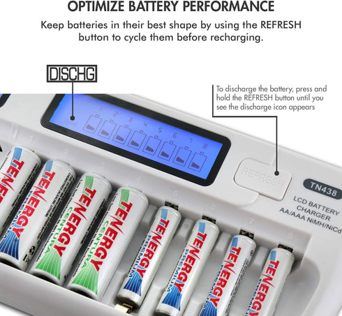 Tenergy TN438 16 Bay Battery Charger for AAA and AA Rechargeable Batteries, AA/AAA NiMH/NiCd Charger with AC Wall