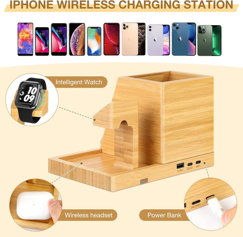 Wireless Charger for Apple Charging Station, Multiple Devices with PD 22.5W Adapter for iPhone 15/14/13/12 Series