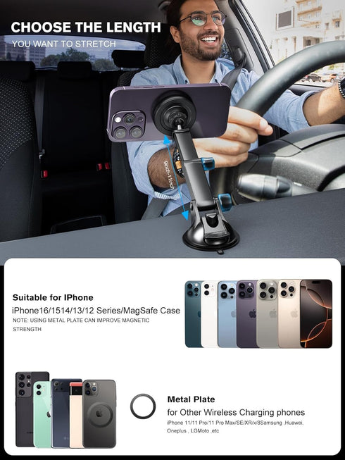 MAGJIEYX QC3.0 Adapter(38W iPhone17/16/15/14/13Plus/MagSafe for Magnetic Magsafe Car Mount Charger, Wireless Car