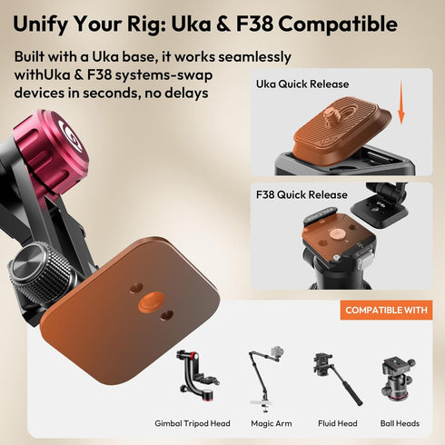 ULANZI MA51 17 16 15 14 Metal Phone Tripod Mount, Universal Phone Clamp with Arca QR Base, Cold Shoe, Aluminum Tripod