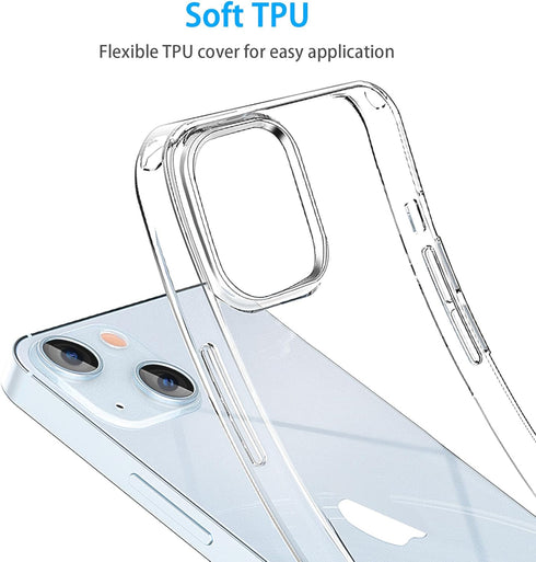 JJGoo Clear Case for iPhone 15 Plus, Soft TPU Shockproof Transparent Bumper Cover, Slim Thin