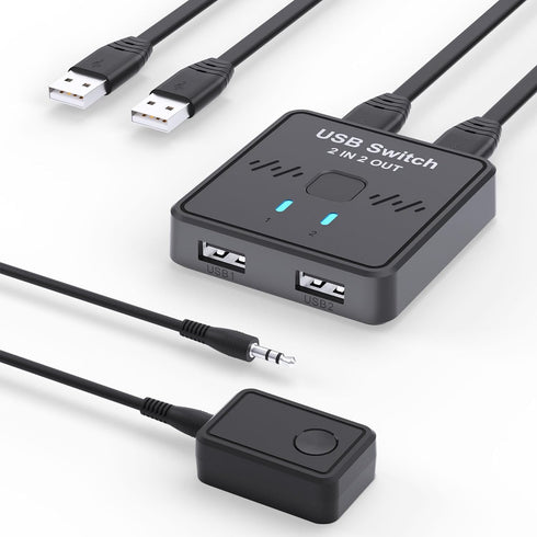 Lecnvuo USB Switch 2 in 2 Out, USB Switcher 2 Computers Sharing Keyboard