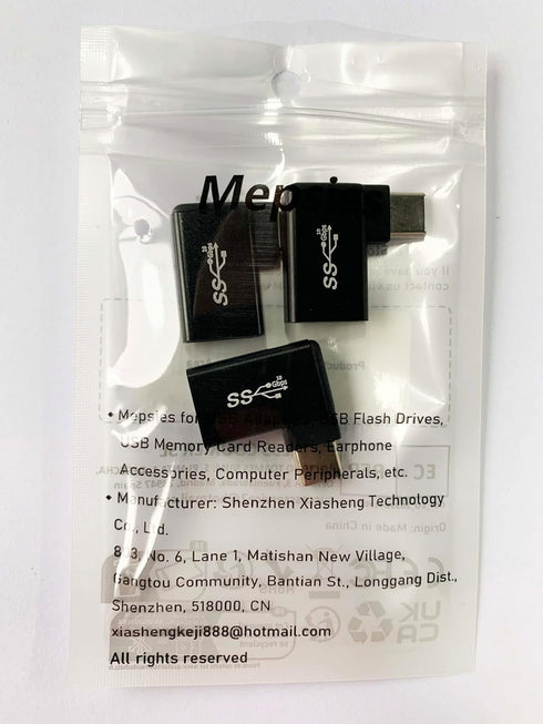 USB C to USB 3.0 Adapter 90 Degree (3 Pack), USB-A 3.0 Female to USB-C 3.1 Male Right Angle OTG Adapter