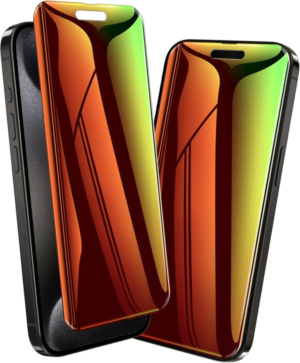 Fotbor Privacy Screen Protector for iPhone 15 Pro Max / 15 Plus, 2 Pack Colorful Gradient Anti-Spy Anti-Blue Light Eye