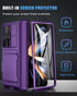 Vihibii Case for Samsung Galaxy Z Fold 4 5G with Card Holder, Sliding Camera Lens Cover, Hinge Protection, Dark Purple