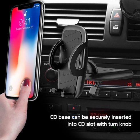 Cellet Universal CD Slot Phone Mount, 360° Rotating Car Phone Holder with Secure CD Slot Base