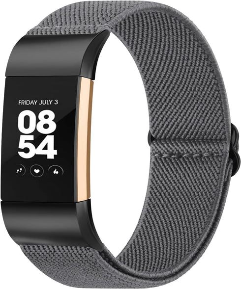 Stretchy Nylon Solo Loop Band for Fitbit Charge 2, Adjustable Soft Elastic Braided Sport Straps Replacement Wristband