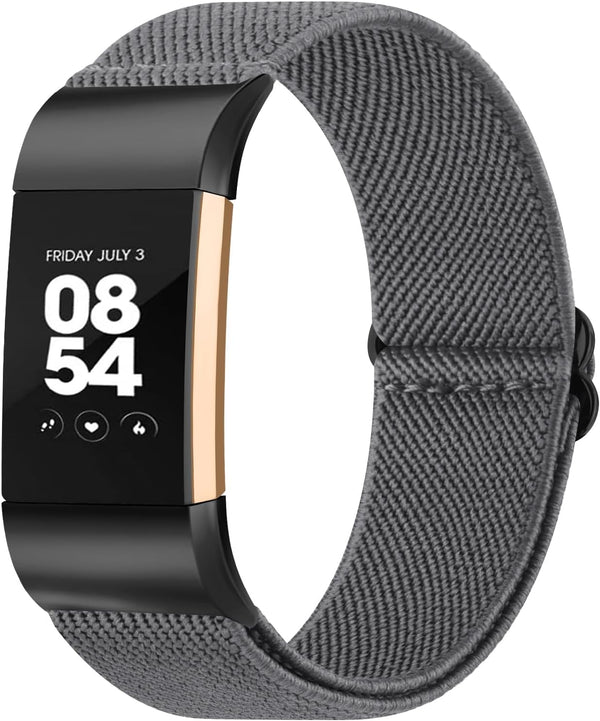 Stretchy Nylon Solo Loop Band for Fitbit Charge 2, Adjustable Soft Elastic Braided Sport Straps Replacement Wristband