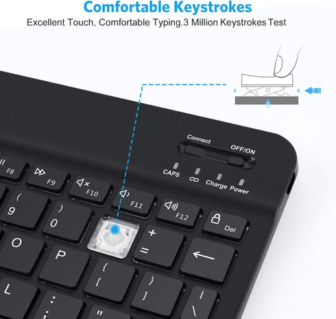 OMOTON Bluetooth Keyboard, Wireless Rechargeable Keyboard for iPad, Pro, Mini, Air with Illuminated LED, Black