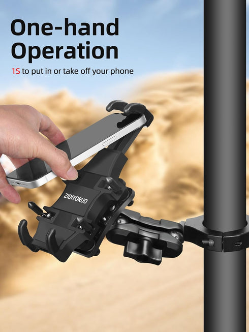 Anti-Vibration UTV Phone Mount Heavy Duty, Full Protection Holder with Aluminum Bracket Fit for 1.75-2" Roll Cage,