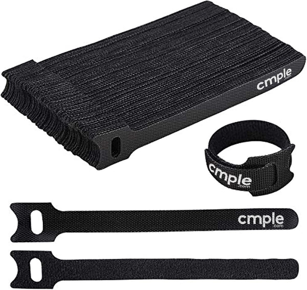 Cmple 50PCS Reusable Cable Ties, 6-inch Black, Nylon Adjustable Cord Organizer Ties