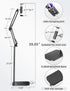 TabHolderix 4.5LB Tablet Floor Stand with Heavy Metal Base,Overhead Bed Phone Stand Angle Height Adjustable Holder