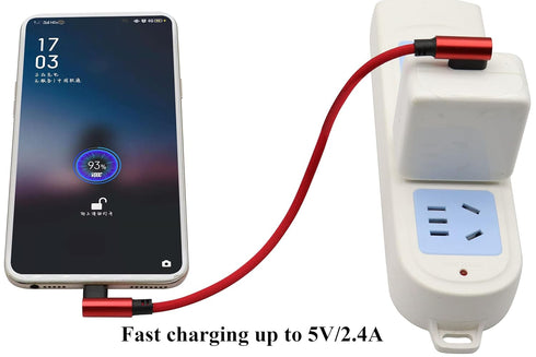 90 Degree Micro USB Cable 23cm/9inch, Right Angle USB 2.0 A Male to Micro Male Fast Sync & Charging Cable for Android,