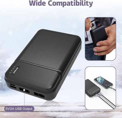 5V/2A 10000mAh Battery Pack for Heated Vest, USB Power Bank for Electric Heating Vests, Jackets, Hoodies (Not for 7.4V)