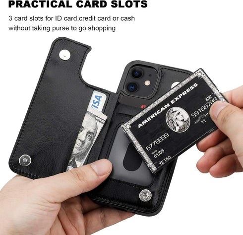 ONETOP Compatible with iPhone 12 Mini Wallet Case, PU Leather Kickstand with Card Holder, Shockproof Cover 5.4 Inch