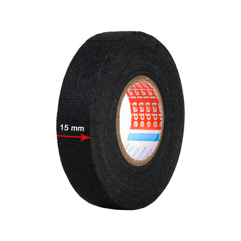 HSTECH 8 15mm 15m Rolls Wire Loom Harness Cloth Tape, Speaker Wiring Harness Cloth Tape, Black Adhesive Fabric Tape