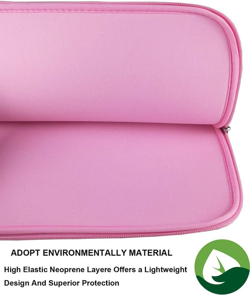 Naukay 15.6 Inch Laptop Sleeve, Resistant Neoprene Notebook Computer Pocket Case, Pink