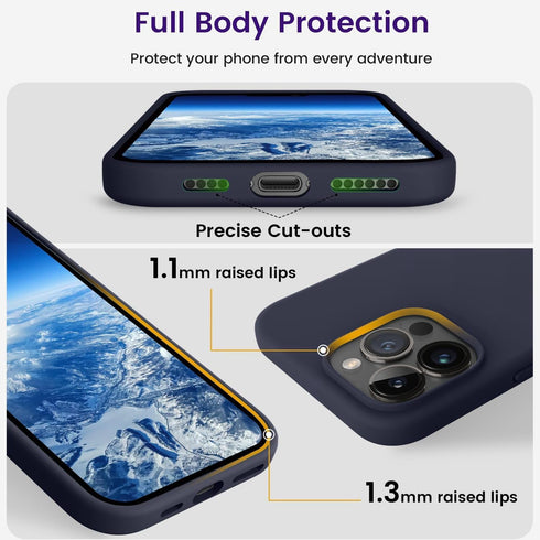 iPhone 15 Pro Case by OTOFLY, Slim Shockproof Silicone, Midnight Blue, 6.1 inch - Perfect Fit & Protection!