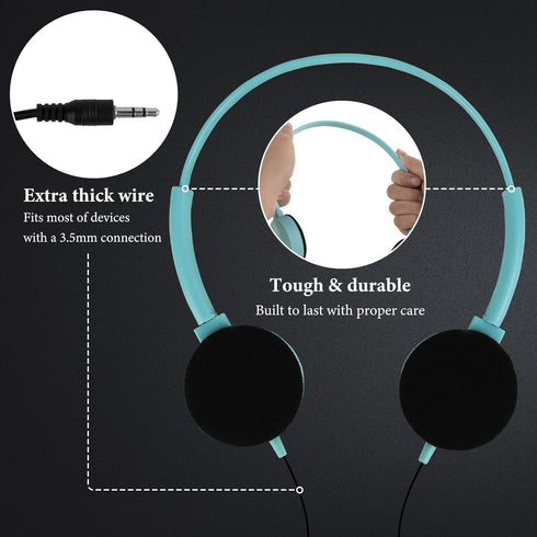 GEEKRIA 24 Pack Wired Headphones, Adjustable On-Ear Headphones, Kids Headphones for Schools, Bulk Pack