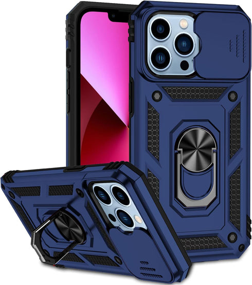 Hitaoyou iPhone 13 Pro Case with Camera Cover & Kickstand, Military Grade Shockproof Heavy Duty with Magnetic Holder