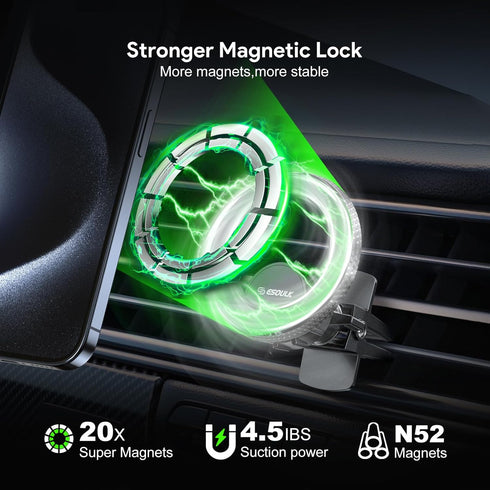 Esoulk 12-17/Pro/Max Magnetic Car Mount Charger for MagSafe, Air Vent Car Phone Mount Holder Hands Free Car Cell Phone