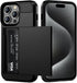 Vofolen Dual Layer Shockproof Wallet Case for iPhone 15 Pro 6.1 Inch, Black with Hidden Card Slot and Slim Hard Shell