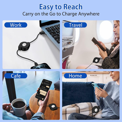 USB Type C Cable Fast Charging 3.3FT Retractable Charger for Samsung Galaxy A25/A35/A54/A14/A15/S24 Ultra/iPhone 15