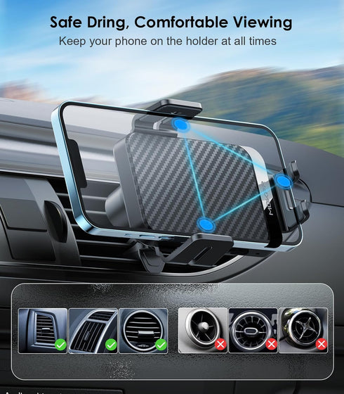Wireless Car Charger, MOKPR 15W Fast Charging Auto-Clamping Phone Mount, Compatible with iPhone 15/14/13/12/11/X/8