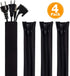 Bestfy Cord Organizer System - 19.5 Inch Cable Management Sleeve with Zipper, 4 Pack