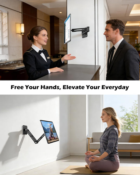 CloudValley 360Rotating 4.7-13" Foldable iPad Wall Mount Holder Compatible with MagSafe, with Base Adjustable Tablet