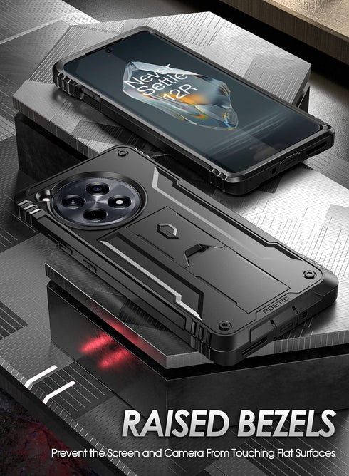 Poetic Revolution Case for OnePlus 12R 5G (2024) - Black, Full Body Shockproof, 20FT Drop Tested, Built-in Screen