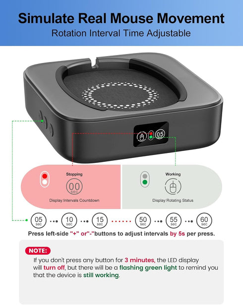 Meatanty Mouse Mover Undetectable Device, Super-Silent Mouse Jiggler, Adjustable Interval Timer for Active Computer