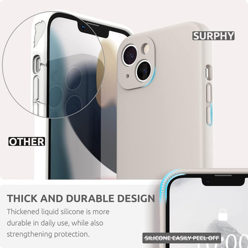 SURPHY iPhone 13 Case with Screen Protector, Liquid Silicone Phone Case 6.1 inch with Camera Protection + Soft