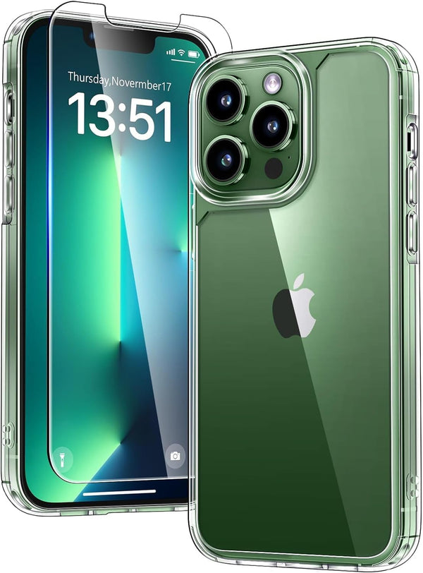 TAURI 3 in 1 iPhone 13 Pro Max Case Clear, Not-Yellowing, Military-Grade Drop Protection, Slim Shockproof Phone Lanyard
