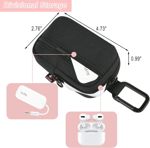 TXEsign Carrying Case Storage Bag for AirFly Pro Bluetooth Audio Transmitter/Receiver and Bluetooth Earbuds Charging Case, Protective Case Pouch for MP3 Players, USB Cable, Memory Cards, U Disk, Keys