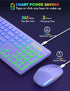 Wireless Keyboard and Mouse Combo, RGB Backlit, Rechargeable, Full-Size Ergonomic Tilt Angle, 2.4GHz Quiet Keyboard