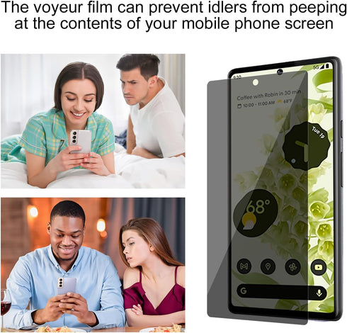 3 Pack Anti-Spy Tempered Glass Privacy Screen Protector for Google Pixel 6, Ultra HD, 9H, Bubble-Free, Easy Install.