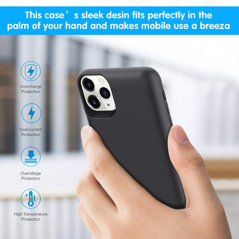 7800mAh Battery Case for iPhone 11 Pro Max, Extended Portable Charging Pack, 6.5-inch Waterproof, Black