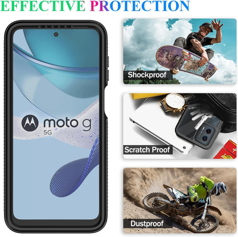 wahhle for Moto G 5G 2023 Case, Full Body Shockproof Slim Fit Bumper Protective Cover with Built-in Screen Protector