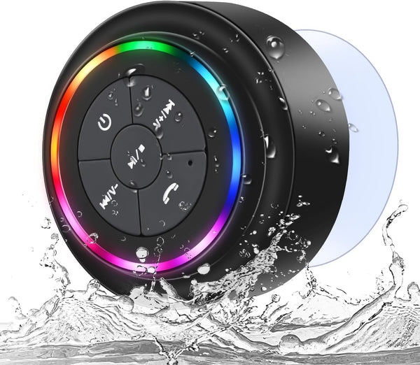 Portable Bluetooth Shower Speaker, Waterproof IP67 Speaker with Suction Cup, Built-in Mic for Pool, Camping, Beach