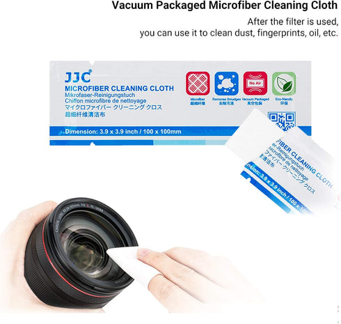 JJC 4 Pockets Lens Filter Case for Filters Up to 82mm, Foldout Filter Pouch with Microfiber Cleaning Cloth
