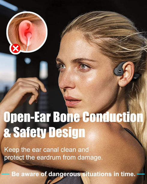 Tayogo Bone Conduction Headphones, Wireless Bluetooth Earbuds, Open Ear Headset with Mic for Running, Cycling, Yoga