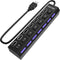 USB Hub 7 Port USB 2.0, LED Portable High-Speed Compatible for iMac Pro, MacBook Air, Surface Pro, PC and Laptop