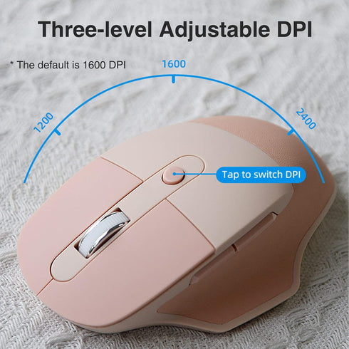 Lomiluskr Ergonomic 2.4G & Bluetooth Dual Mode Wireless Mouse, Soundless Keys, Compatible with Notebook, PC, Tablet,