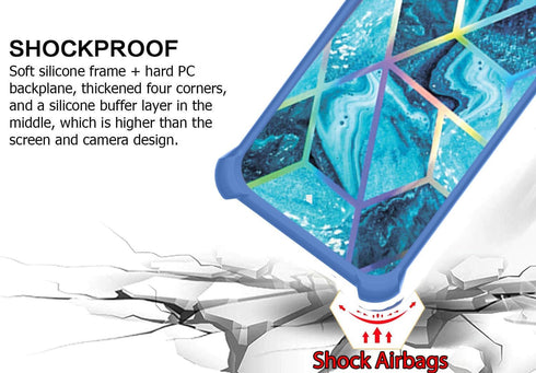 BLU View5 Pro Case, Colorful Reflect Light, Hard PC + Soft Silicone, Ring Support Phone Cover